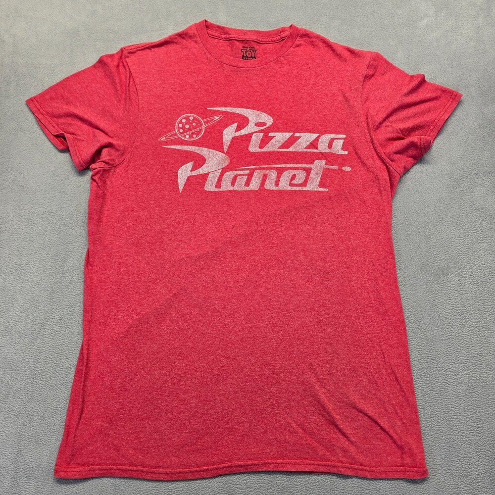 Disney Pixar Toy Story Pizza Planet Men's T-Shirt Red Screen Printed Size M
